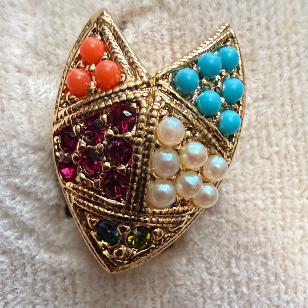 D’ORLAN Vintage 1980s Multi Stone Clip On Earings - Picture 5 of 6
